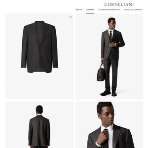 $1695 Corneliani Vogue Jacket Charcoal Extra Fine Flannel Wool Blazer‎ It 54/44R